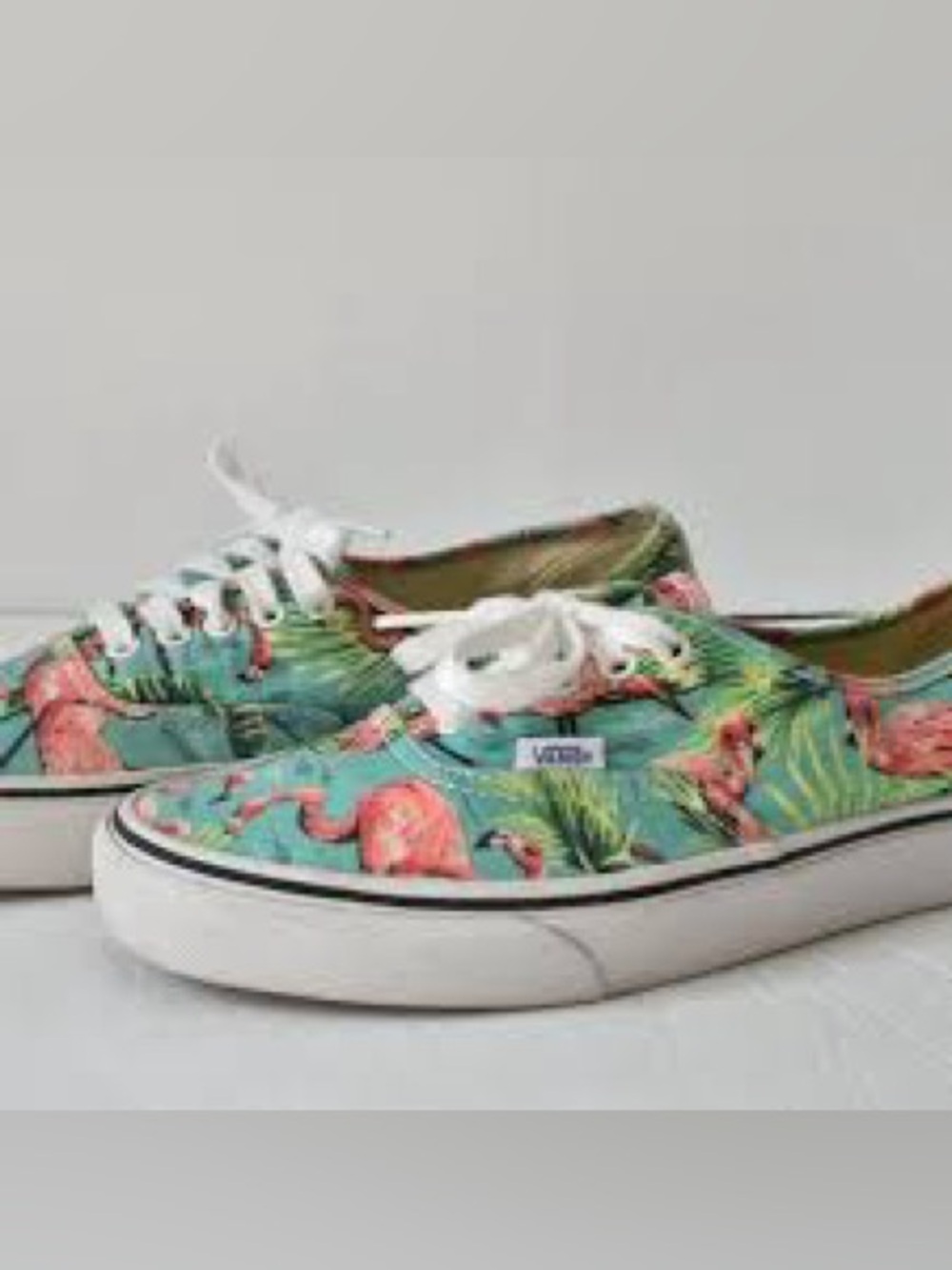 Vans Flamingo Print Low-Top Sneakers in Teal and Pink